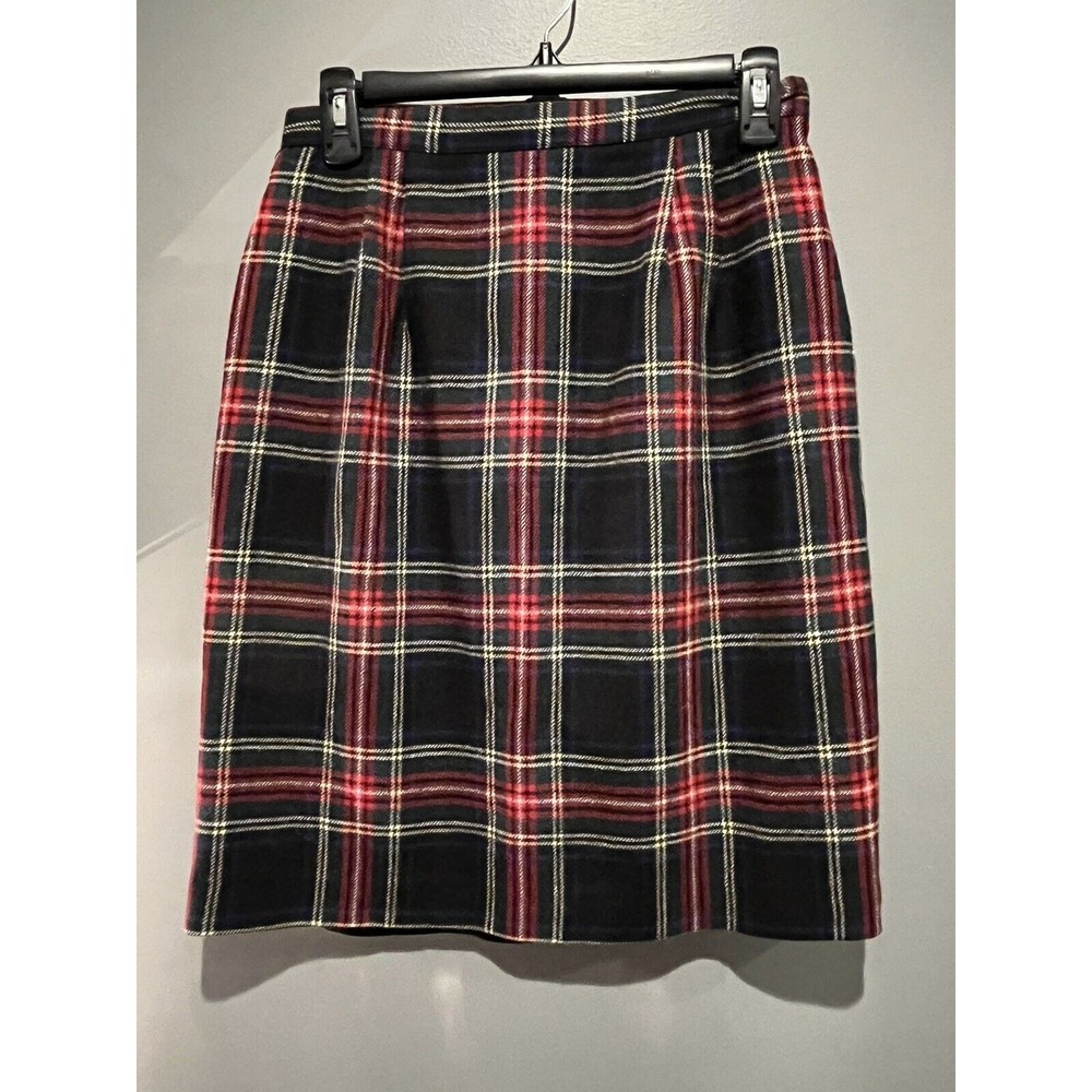 Vintage Charter Club Petites Size 10 Plaid Wool Skirt Made In USA (see Info)